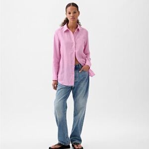 Gap| 100% Linen Boyfriend Shirt bottom up long sleeve Size XXL